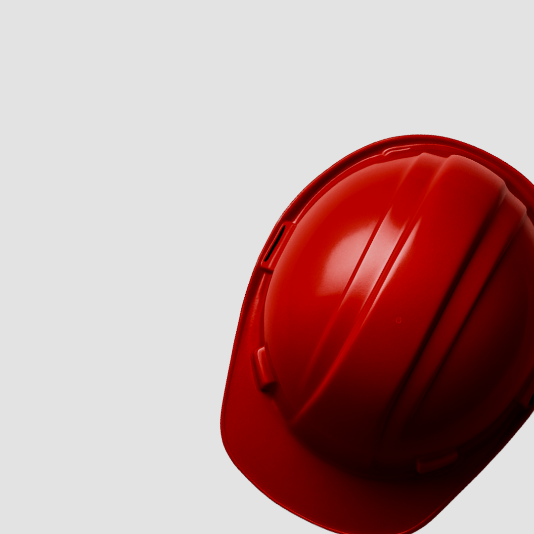 A red construction hard hat.